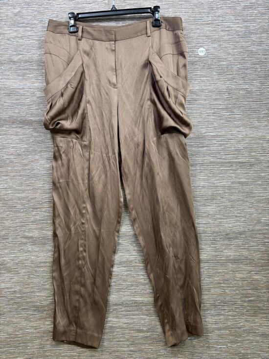 BCBGMAXAZRIA Pants - BCBGMAXAZRIA Pants Womens 12 Brown Satin Harem Pleated Draped Pockets Relaxed